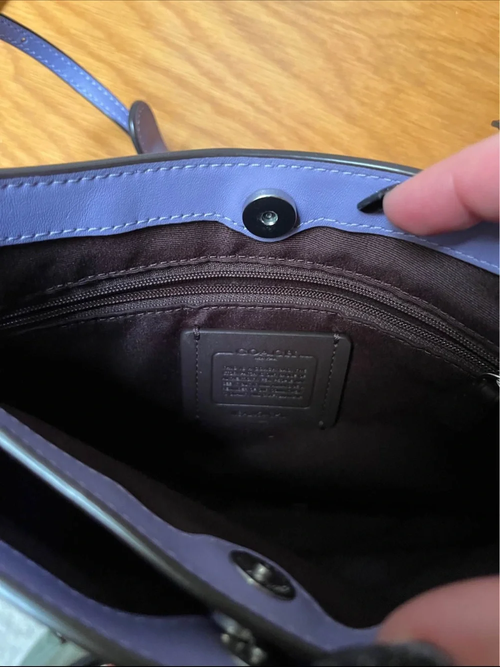 Coach Lavender Leather Crossbody with Heart Pom Charm
